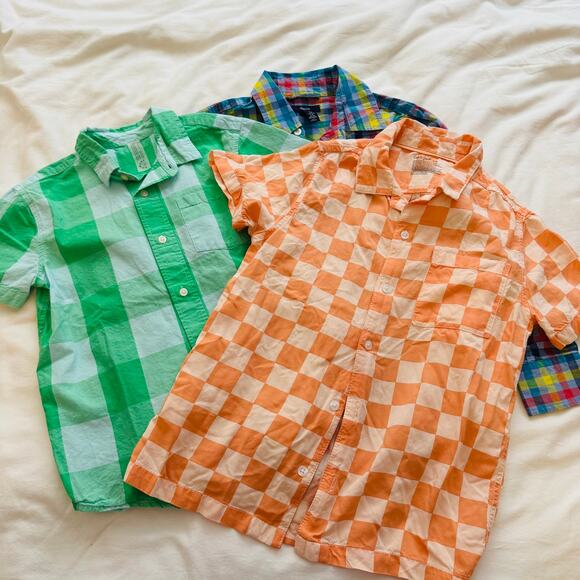 GAP Primary Cat & Jack Button Down Shirt Bundle Checkered Boys Size 8-9 - Picture 2 of 9